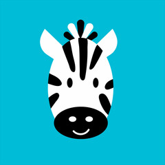 cute Zebra head flat icon