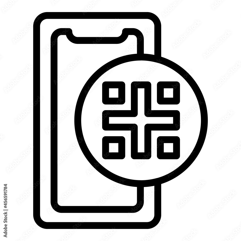 Poster phone scanner icon outline vector. qr code. mobile scan