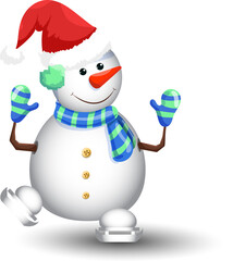 Snowman skiing illustration Christmas collection