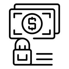 Secured money icon outline vector. Cash payment. Safe bank