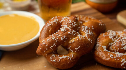 baked pretzel close up