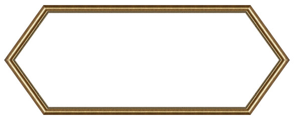 Golden frame for paintings, mirrors or photo isolated on white background. Design element with...