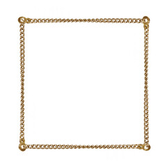 Golden chain frame for paintings, mirrors or photo isolated on white background