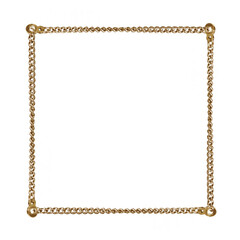 Golden chain frame for paintings, mirrors or photo isolated on white background