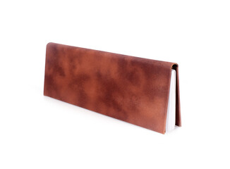 Concept diary with leather cover  isolated on white background