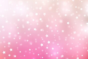 Light Pink, Yellow vector texture with colored snowflakes, stars.
