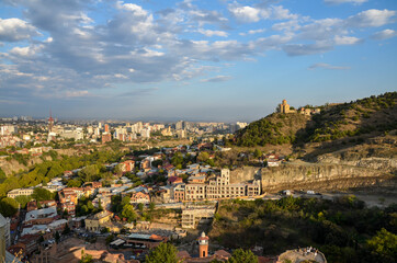 Fototapeta na wymiar Panoramic view of the old town of Tbilisi from Narikala fortress at sunset, Georgia