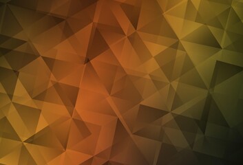 Dark Green, Yellow vector gradient triangles pattern.