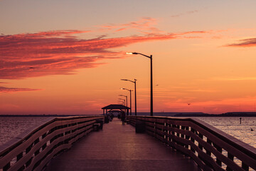Fototapeta na wymiar The Pier, Orange skylit morning