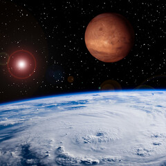 Mars and earth.  The elements of this image furnished by NASA.