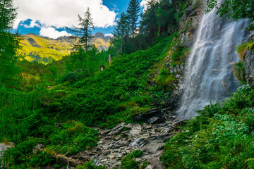 Plakat waterfall in the mountains, Austria, Rauris