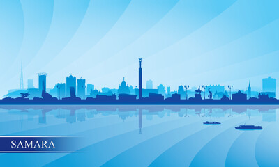 Samara city skyline silhouette background