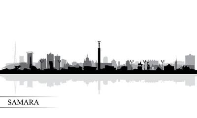 Samara city skyline silhouette background - obrazy, fototapety, plakaty