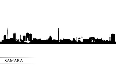 Fototapeta na wymiar Samara city skyline silhouette background
