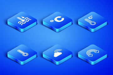 Set Rainbow with heart, Water thermometer, cloud, Meteorology, Celsius and icon. Vector