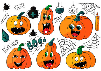 Halloween design. Halloween elements, cartoon style