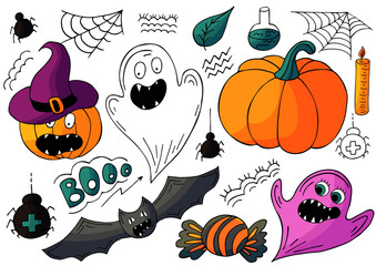 Halloween design. Halloween elements, cartoon style