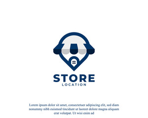 Store with Pin Map Location Icon Logo Design Template Element