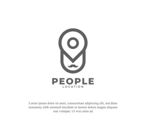 Pin Map Location with Abstract People Icon Logo Design Template Element