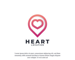 Location Map Pin with Heart Icon Logo Design Template Element