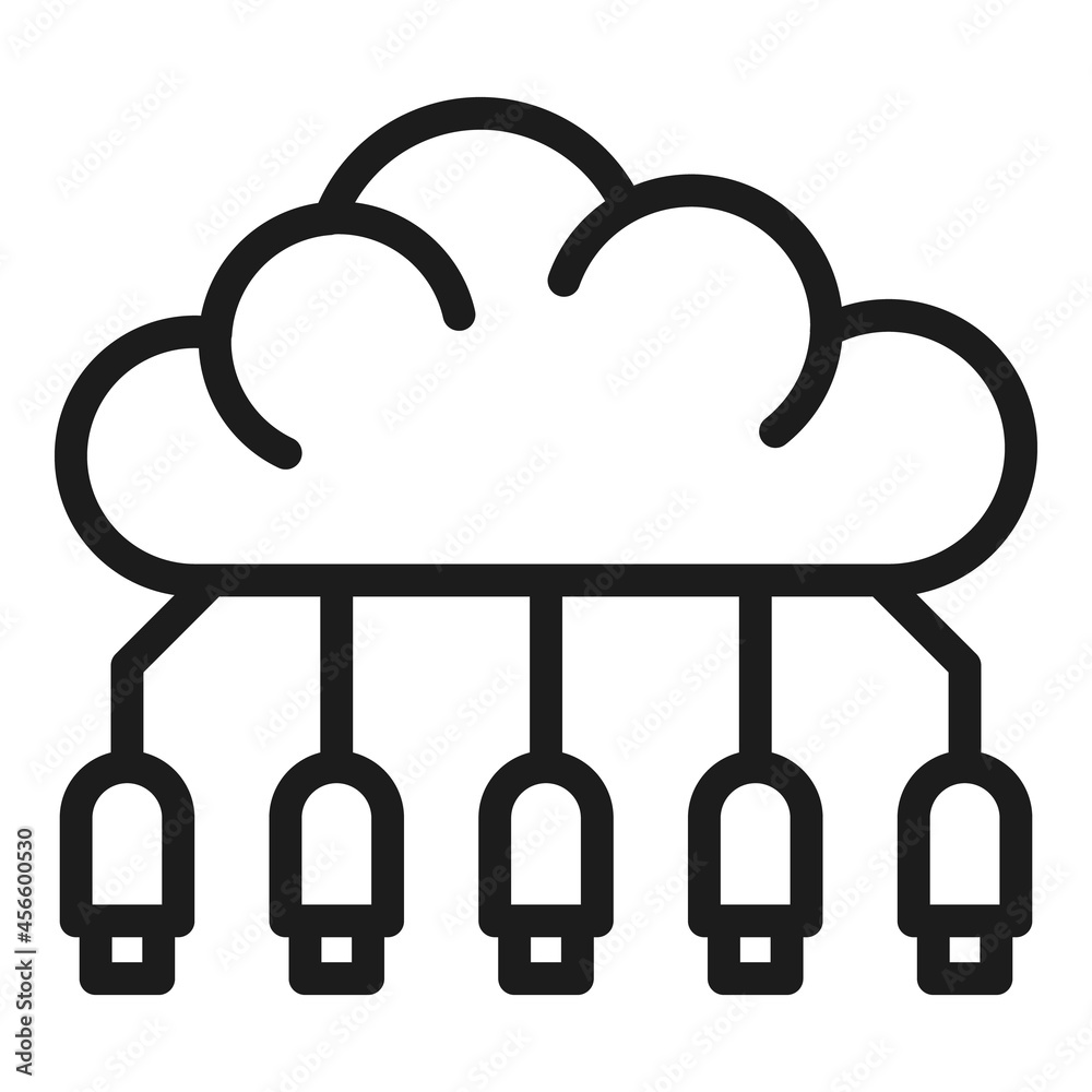 Poster memory cloud icon outline vector. data server. transfer backup