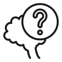 Obraz premium Brain doubt icon outline vector. Question head. Logic mark