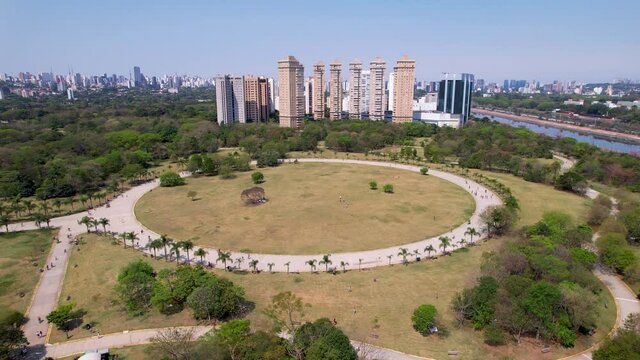 Villa Lobos leisure park near of highway road, Sao Paulo city, Brazil.Villa Lobos leisure park near of highway road, Sao Paulo city, Brazil. Villa Lobos leisure park near of highway road, Sao Paulo.