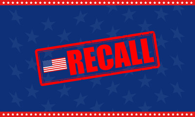 recall sign with american flag - obrazy, fototapety, plakaty