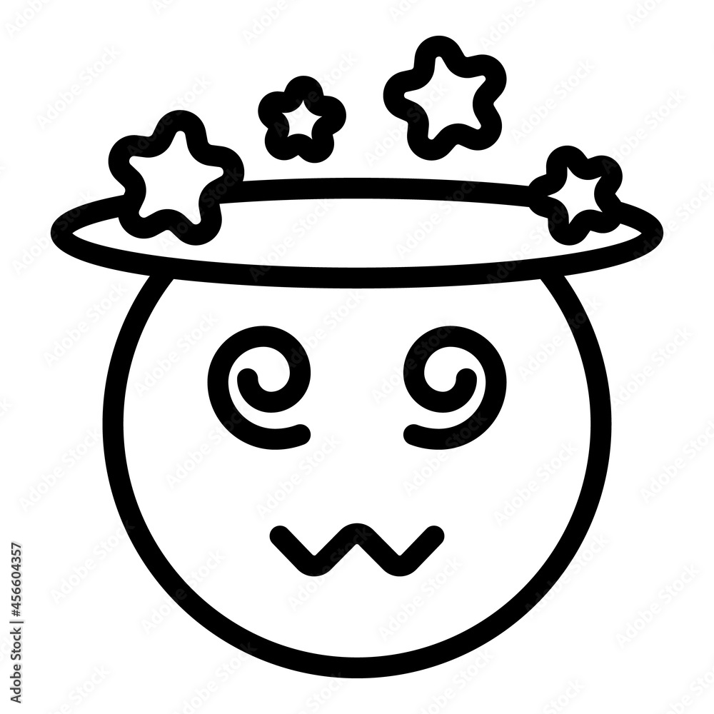 Poster dizziness emoji icon outline vector. dizzy spiral. sick face - Posters