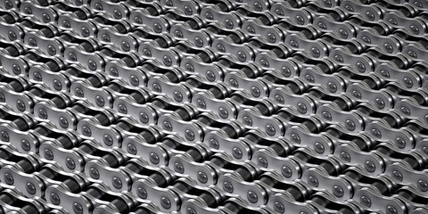 Dark background made of bicycle chains.