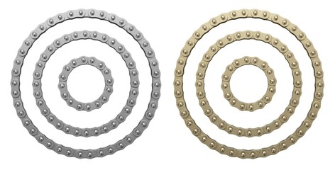 Circular shapes made of bicycle chain to insert logo.