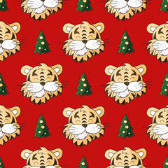 Bright Seamless pattern for year of the tiger 2022. Pattern. Can be used for fabric, textile and etc