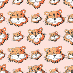 Seamless pattern. Year of the tiger 2022. Can be used for fabric, packaging and etc