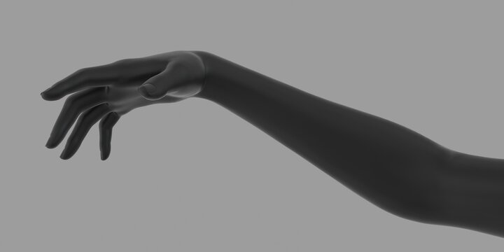 3d illustration of a black hand on a white background.