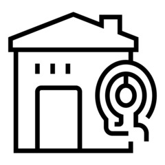 Smart home key icon outline vector. House lock. Digital security