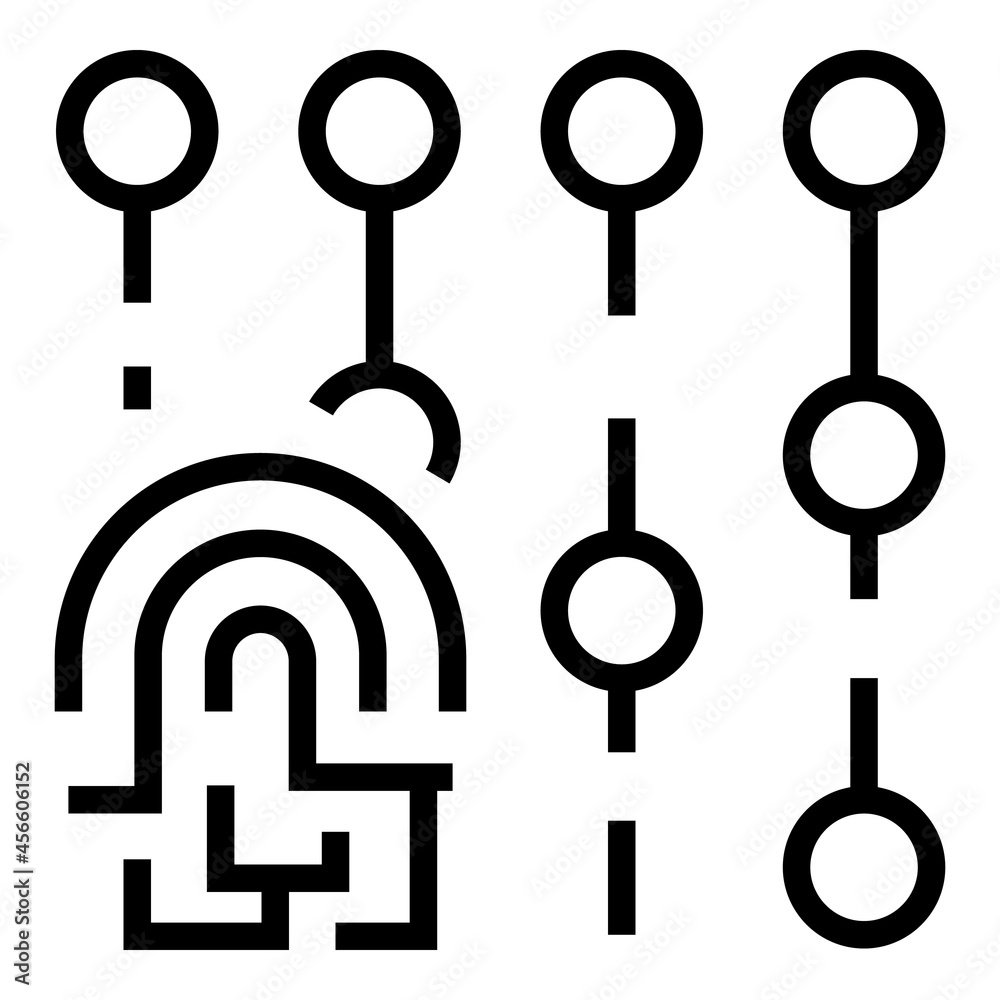 Poster fingerprint code icon outline vector. access lock. digital key