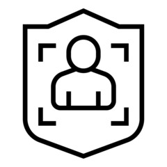 Shield biometric identification icon outline vector. Digital scan. Privacy recognition