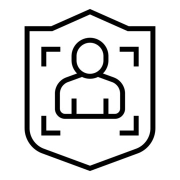 Shield Biometric Identification Icon Outline Vector. Digital Scan. Privacy Recognition