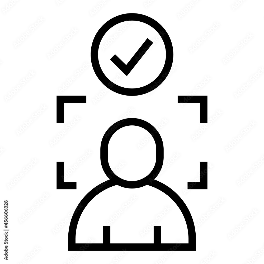 Poster face detection icon outline vector. biometric detect. scan fingerprint