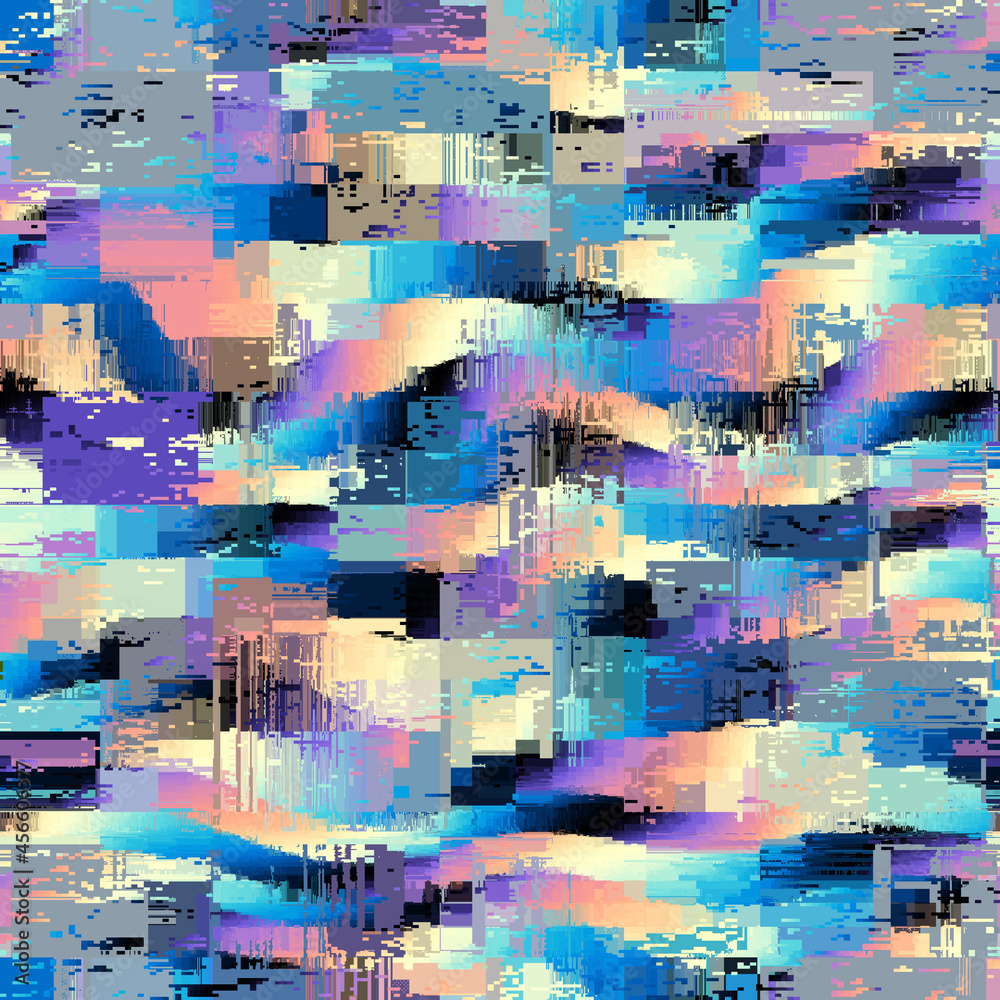 Poster Vector image with imitation of grunge datamoshing texture.