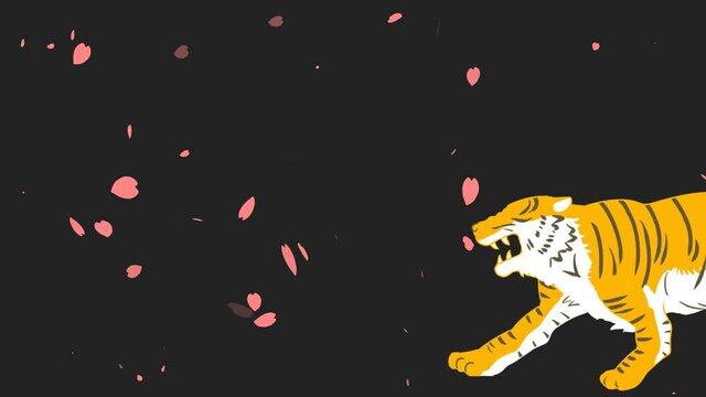 桜吹雪　トラ　背景透過