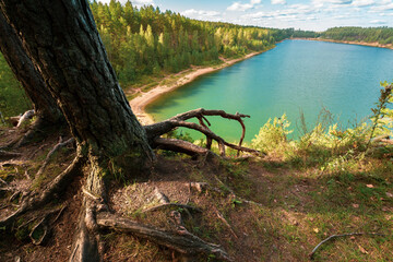 Lake in turquoise. ''Ogre blue montains''. NATURA 2000 ''Ogres zilie kalni'', nature park Latvia