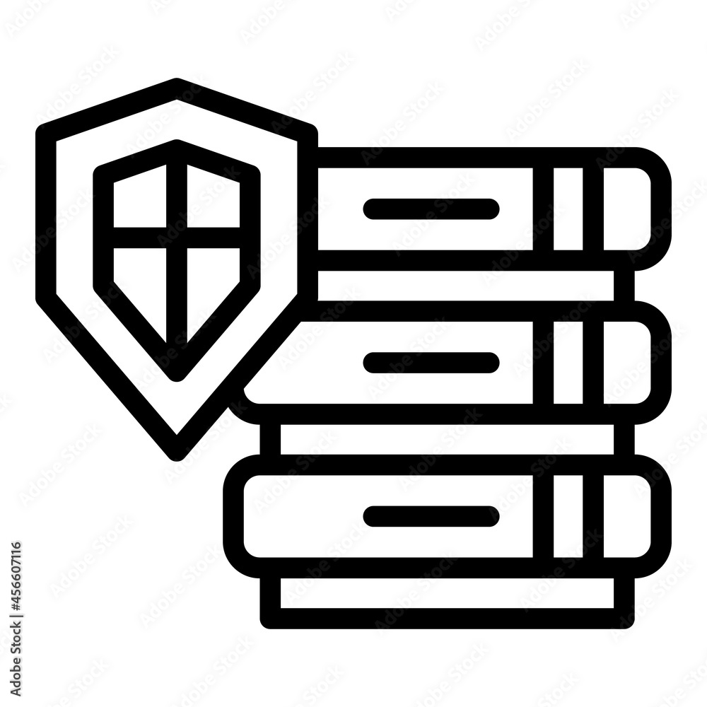 Poster server shield icon outline vector. data password. database protect