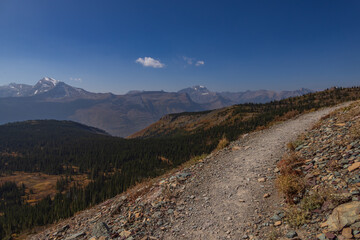 Hiking trail to Grinnell Glacier Overlook at Glacier National Park, Montana, USA
