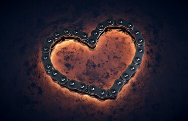 Heart made with motorbike chain. Love for the motorbike. 