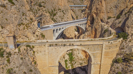Vistas aéreas y cenitales de los puentes del Barranco del Mascarat entre Calpe y Altea, entre los...