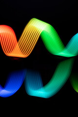 Light Painting Lines of Colour with reflection..LED lighting design style,night lights, drawing with LED lights,Storm of Light