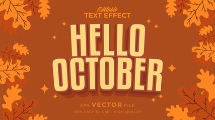 Fototapeta premium Editable text style effect - autumn text with maple leaves illustration