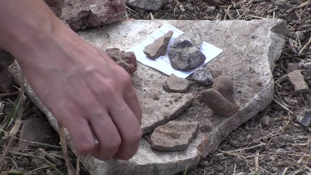 Archaeological Research, Fragments Of Antique Pottery found on the archaeological site