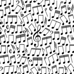 Musical notes on the background of colorful blots vector illustration.